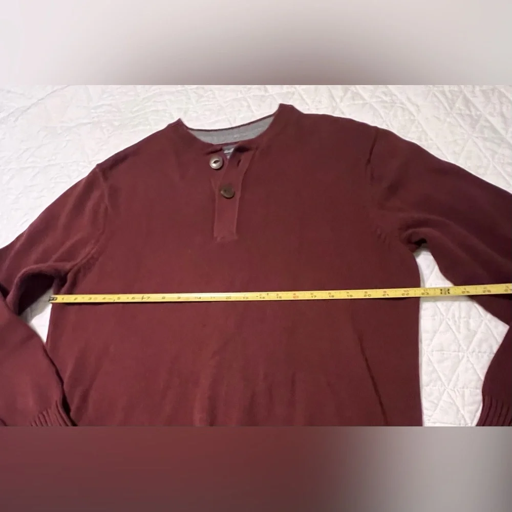 Eddie Bauer two button pullover sweater 100% cotton rust/burgundy Size Large - Picture 4 of 10